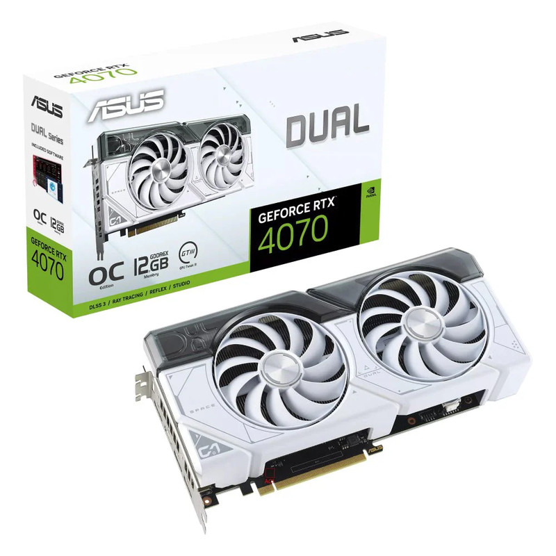 Asus Dual GeForce RTX 4070 OC 12GB Graphics Card - White - كرت شاشة